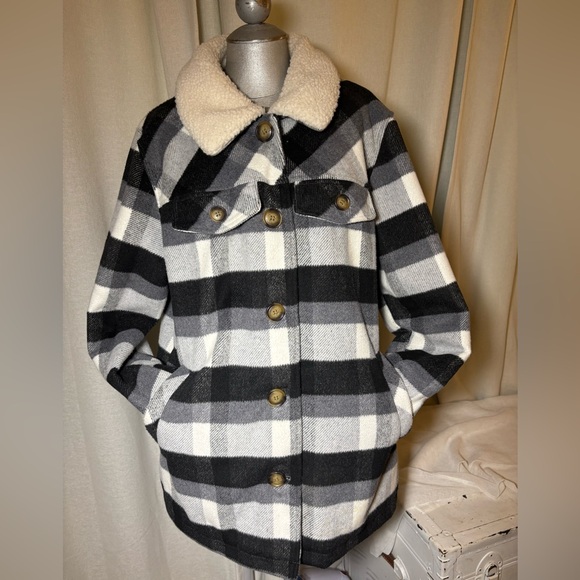 Koolaburra by UGG Sherpa Collar Plaid Jacket Buffalo Check Coat Cozy Cabin XL - Picture 6 of 10